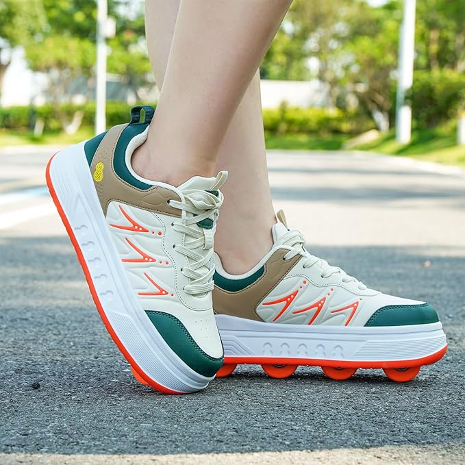 Roller Skate Shoes & Sneakers with Wheels, Outdoor Roller Skates for Girls Boys, Shoes with Wheels for Christmas Birthday Gift