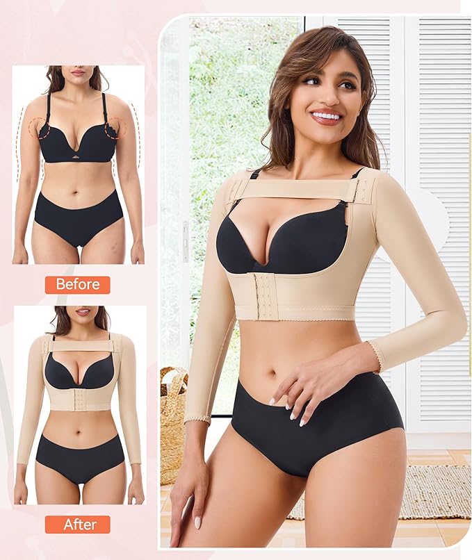LANCS Women Upper Arm Shaper Post Surgical Compression Sleeves Slimmer Tops Posture Corrector Vest Shapewear