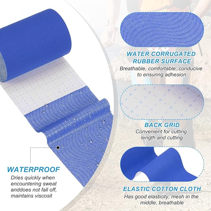 PATIKIL 5.5 Yard x 4 Inch Kinesiology Tape, 1 Roll Adhesive Cotton Sports Muscle Support Tapes Waterproof Elastic Tape for Knee Ankle Wrist Shoulder, Dark Blue