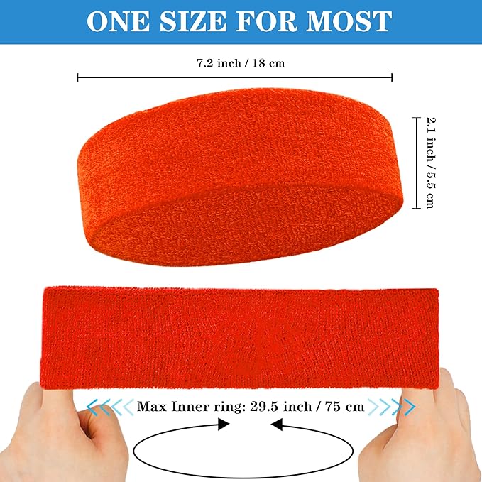 4 Pack Sweatbands Sports Headband for Men and Women, Moisture Wicking Athletic Workout Headband for Running, Tennis, Basketball, Yoga, Gym Stretchy Unisex Sweatband