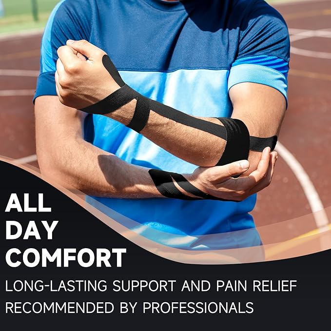 CKeep Uncut Kinesiology Tape(2 Rolls), Original Cotton Elastic Premium Athletic Tape,Latex Free Hypoallergenic, 2inch x 16ft, Black