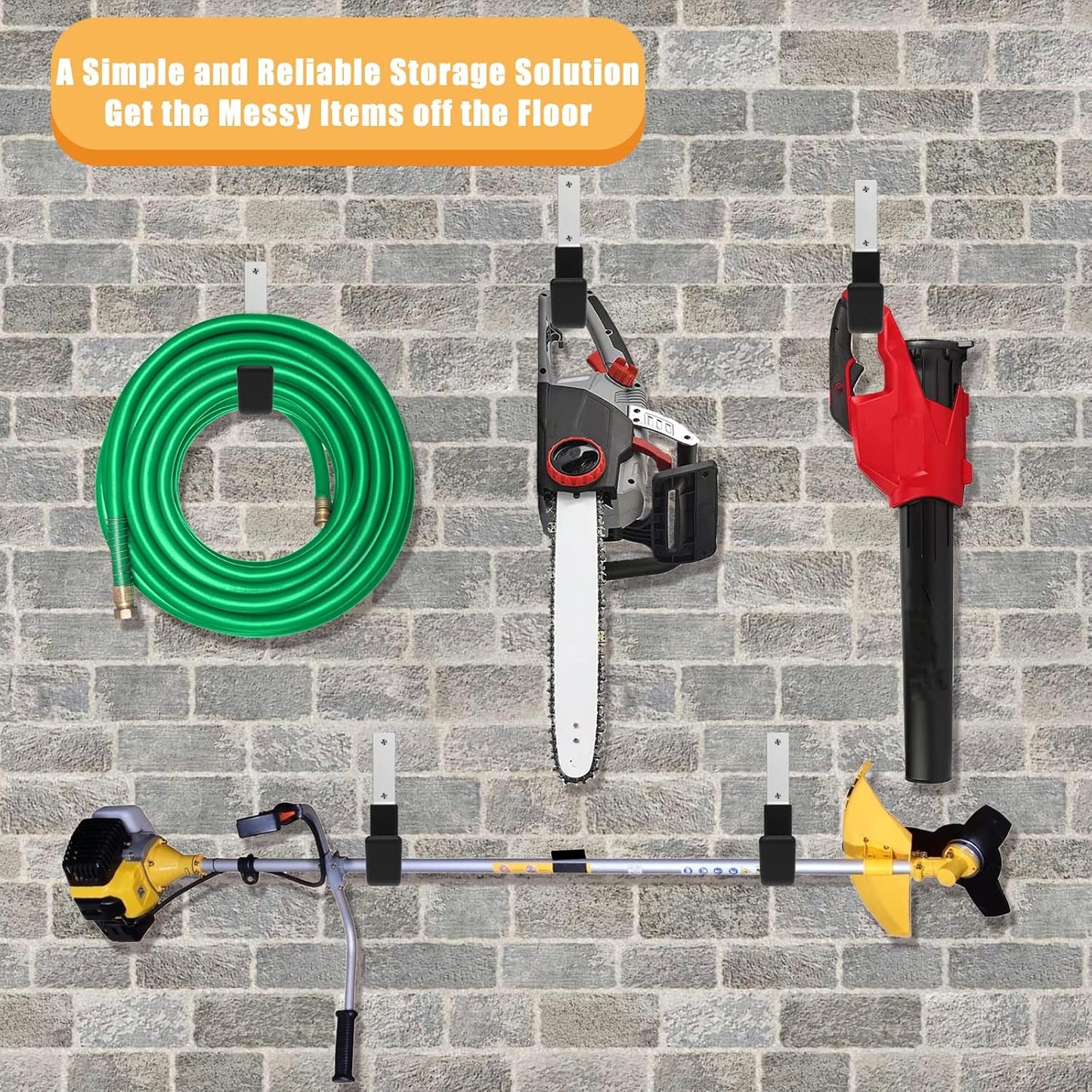 Heavy Duty Garage Utility Hooks - Wall Mount Multi-Use Storage Hooks for Hose, Bike, Chainsaw, Leaf Blower, Ladder Hanger (2 Small)