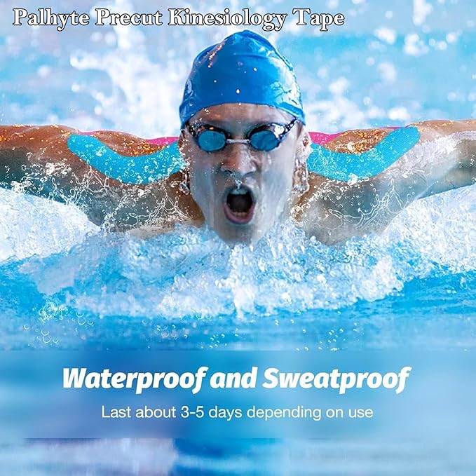 Kinesiology Tape Pro Athletic Sports Breathable Latex Free Tape for Ankle Knees Elastic Running Tennis Swimming Football Sports Activities Tapes(3 Rolls,60 Precut Strips Skin Color)