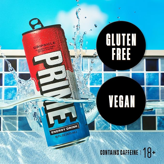 PRIME Energy DRIPSCICLE, Zero Sugar Energy Drink, 200mg Caffeine and 300mg of Electrolytes for Hydration, Vegan, Gluten Free,16 Fluid Ounce, 12 Pack