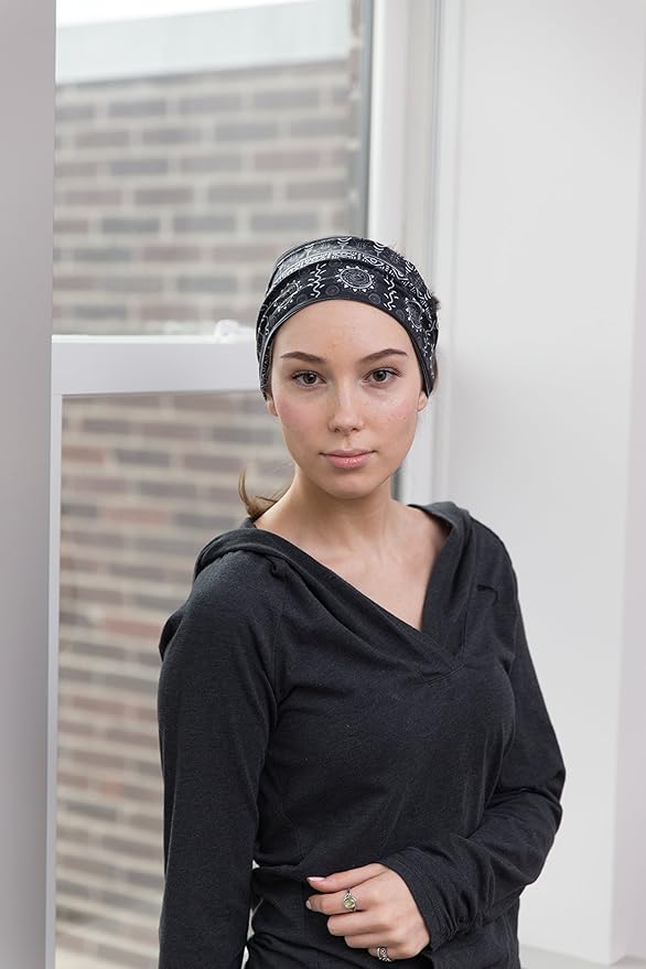 RiptGear Stretch Sport Headband for Women (Tribal Black and White) - Made of Non-Slip Sweat Wicking Fabric - Yoga, Running, Gym, Sports - Soft Headband Fits Most Head Sizes - (1-Pack)