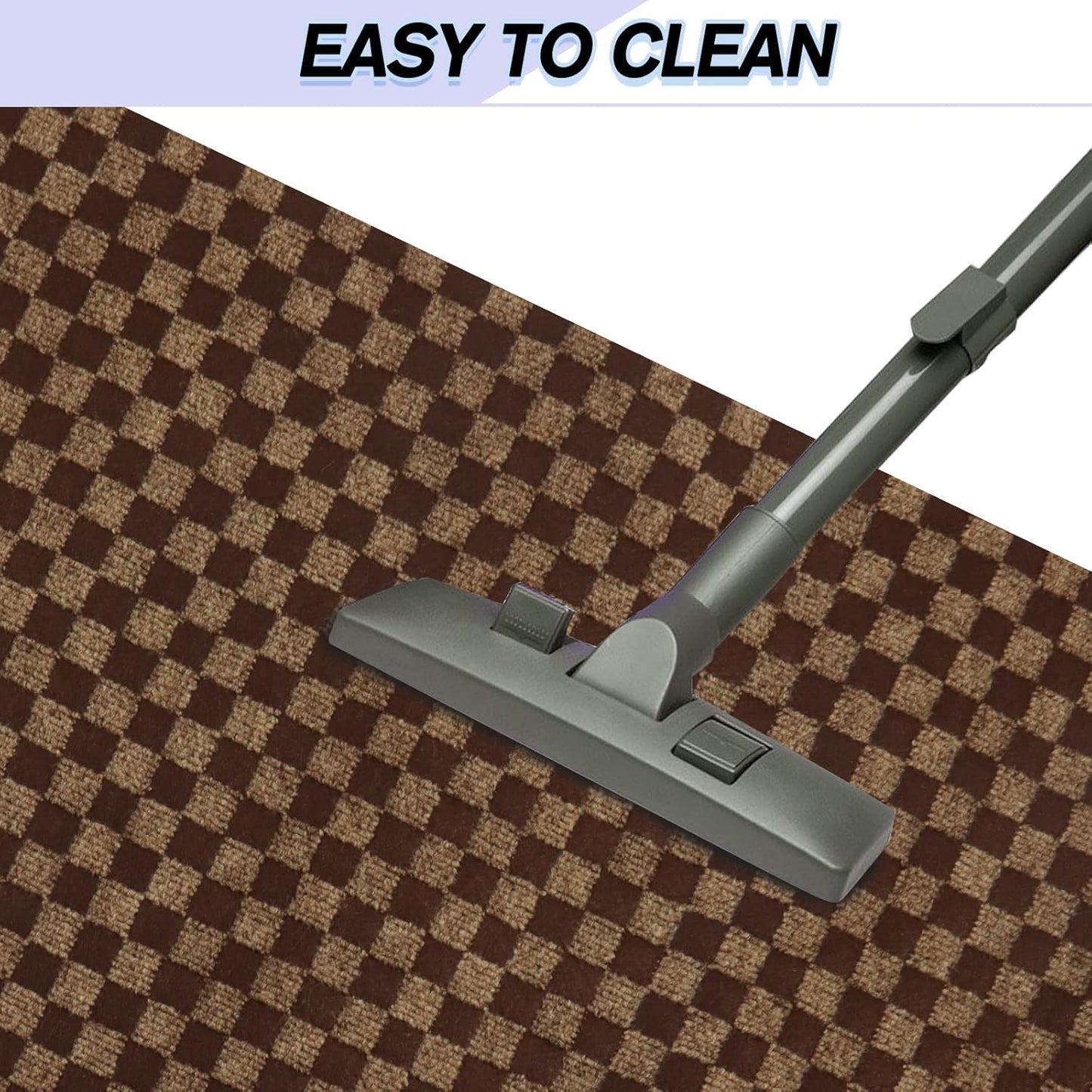 Custom Size Backed Non-Slip Area Rugs Runner, Easy Clean, Waterproof Runner Rugs for Hallway Entryway, Kitchen, Laundry, 4FT x 6FT, Brown Checkered