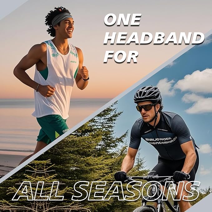 Wide Headbands for Men, Men’s Headbands for Long Hair, Head Bands for Men for Workout, Running, Baseball, Football, Tennis, Basketball, Softball, 8 Pieces