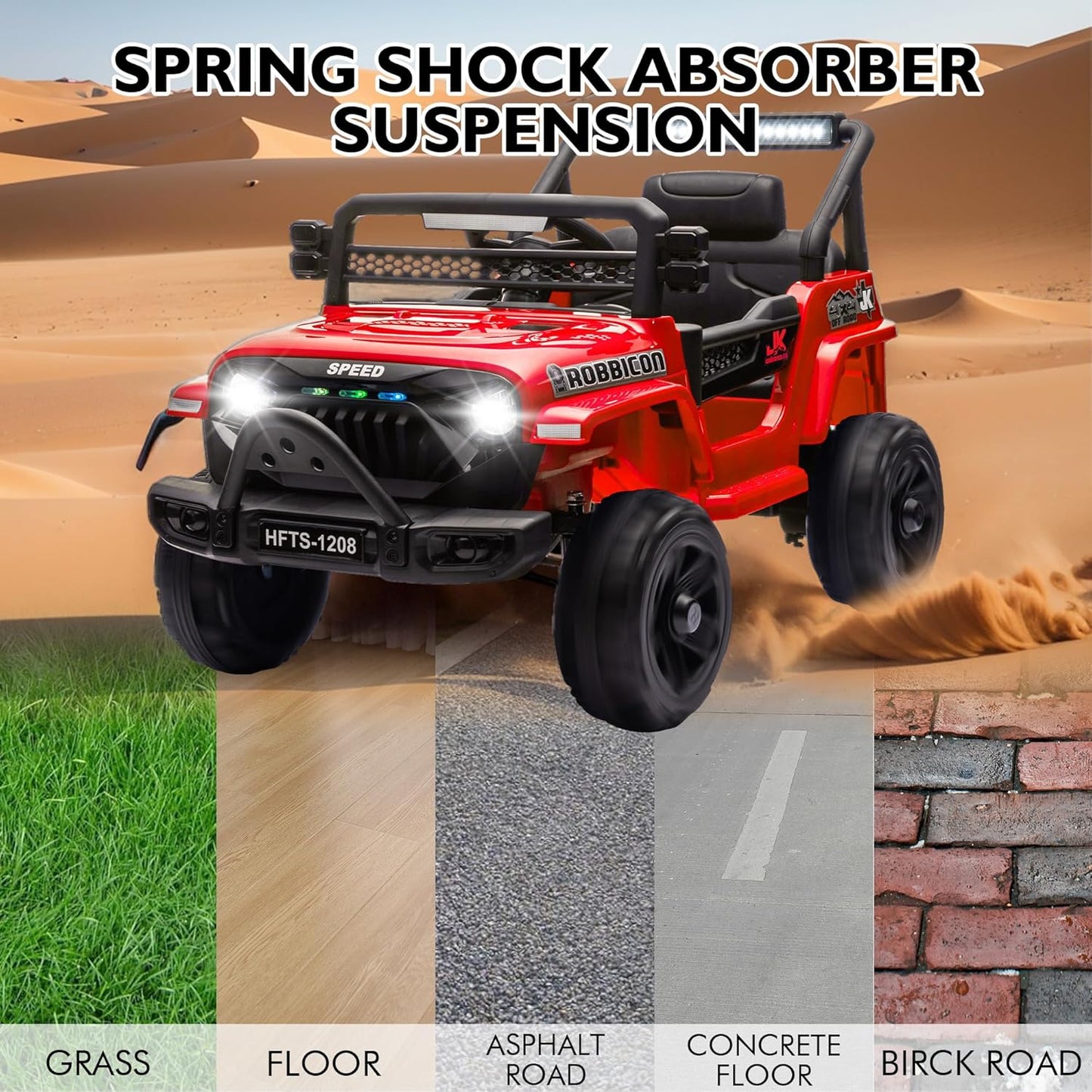 12V Ride on Electric Truck Car for Kids, 12V Kids Electric Vehicles w/Remote Control, Four-Wheel Suspension, USB, Bluetooth, Power Display, Lights, Battery Powered Ride on Toys for Boys Girls (Red)