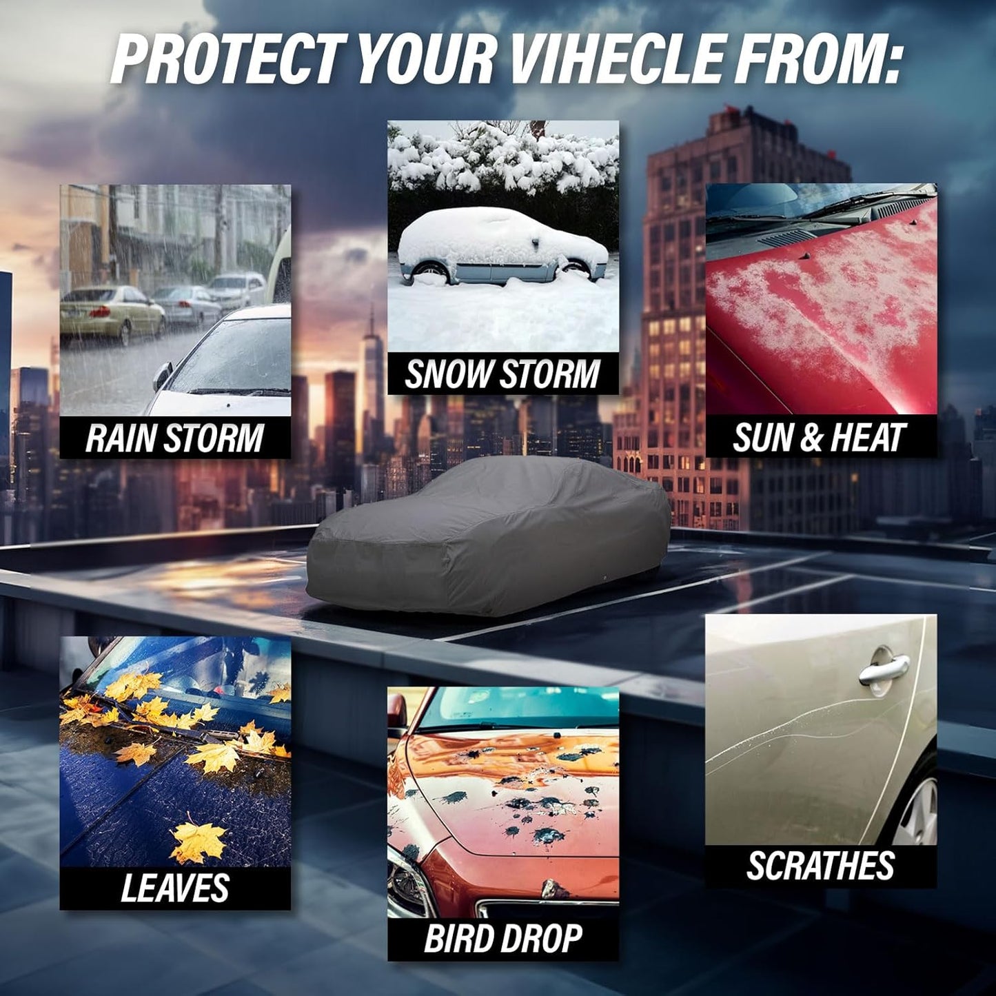 5 Layer Full Car Cover – Semi Custom Fit for Chevy Corvette C3 | All-Weather Protection: Dustproof, Windproof, UV-Resistant, Breathable & Durable