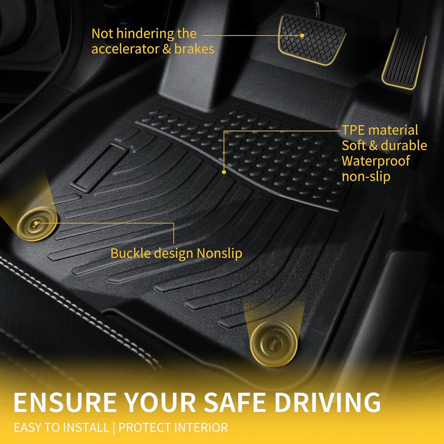 GINOWY- Floor Mats & Cargo Liner for Kia Sportage Hybrid 2023 2024 2025, TPE All Weather Sportage Hybrid 2024 Car Mats, Custom Fit Floor Liners Anti-Slip Trunk Mat 2025 Sportage Accessories Black