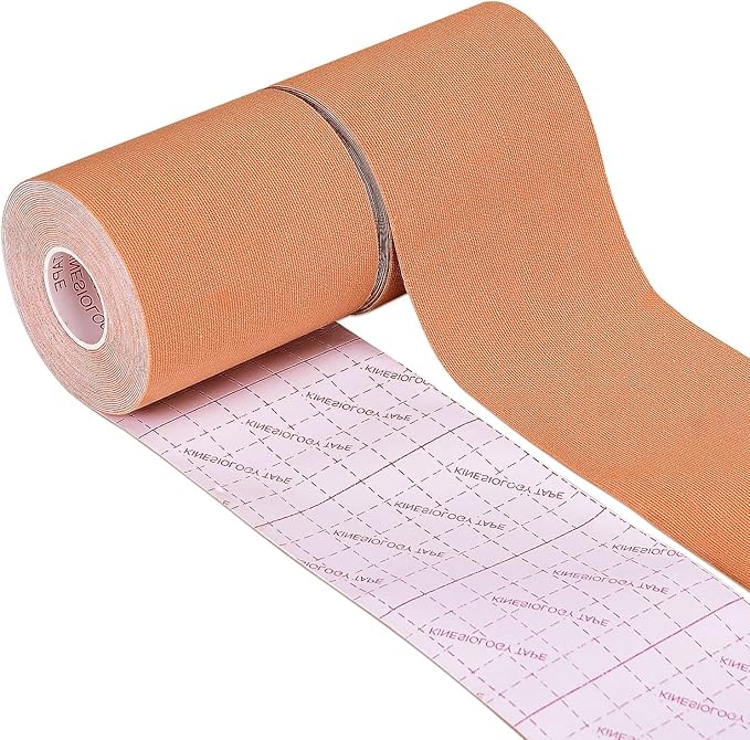 3 Pack Kinesiology Tape, Water Resistant Muscle Support Adhesive Sport Tape for Pain Relief, Latex Free Cotton Elastic Athletic Tape for Joints, Knee, Ankle, Shoulder, Wrist - Tan 3in 5.5yd