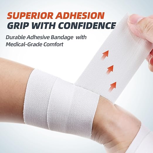 Dimora 4-Pack Elastic Adhesive Bandage Tape - Durable Elastic Tape for Joints Support and First Aid Kit, No Sticky Residue, Strong Bandage Wraps for a Pained and Tender Joint