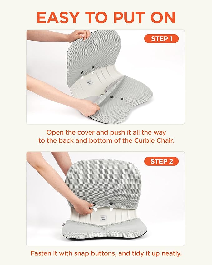 curble Wider Cover, Detachable Cover for Teenager Chair, Ergonomic Chair Back Support and Lumbar Support (Cover Grey)