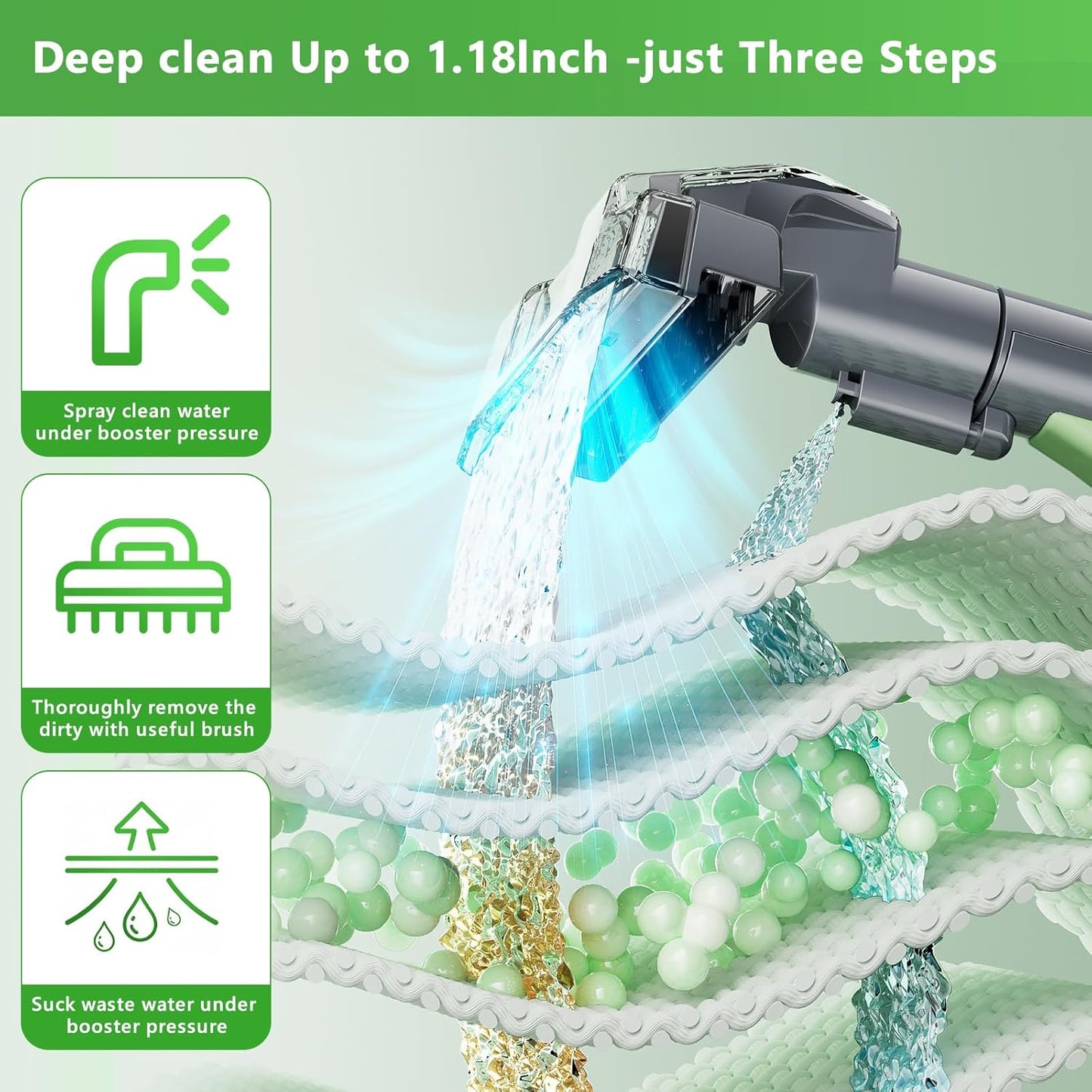 Carpet Cleaner Machine, 18Kpa Portable Carpet Spot and Upholstery Cleaner, 500W Powerful Suction Deep Couch Cleaner Machine with Handle for Pet Stains, Sofa, Car Seat, Furniture