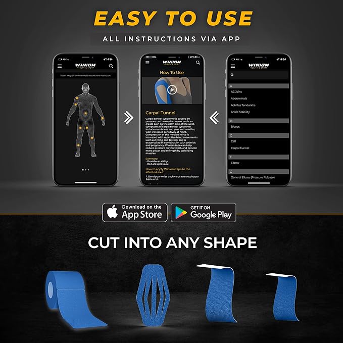 Kinesiology Tape-Incredible Support for Athletic Sports and Recovery + Free Taping Guide - Pre-Cut 2 inch 16.4 feet (Navy Blue + Free Taping Guide, 1 Pack)