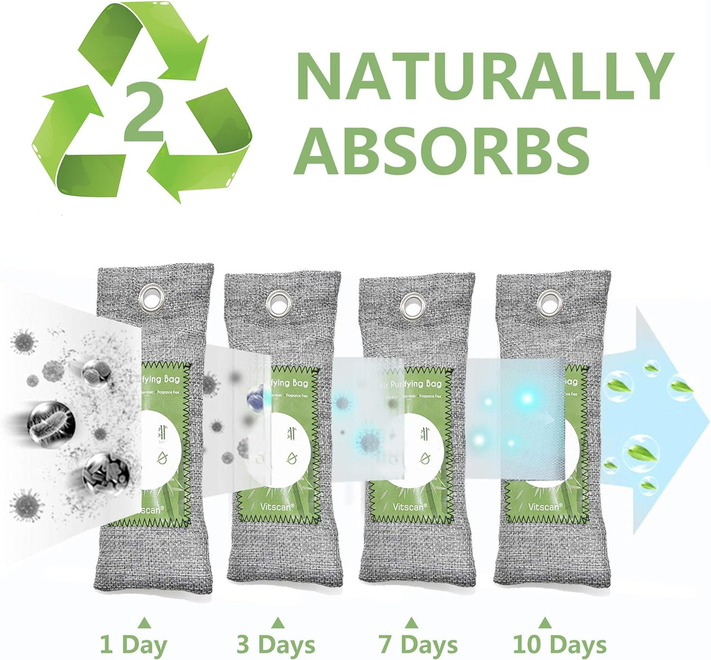 6 Pack Bamboo Charcoal Air Purifying Bag, Activated Charcoal Bags Odor Absorber, Moisture Absorber, Natural Car Air Freshener, Shoe Deodorizer, Odor Eliminators For Home, Pet, Closet