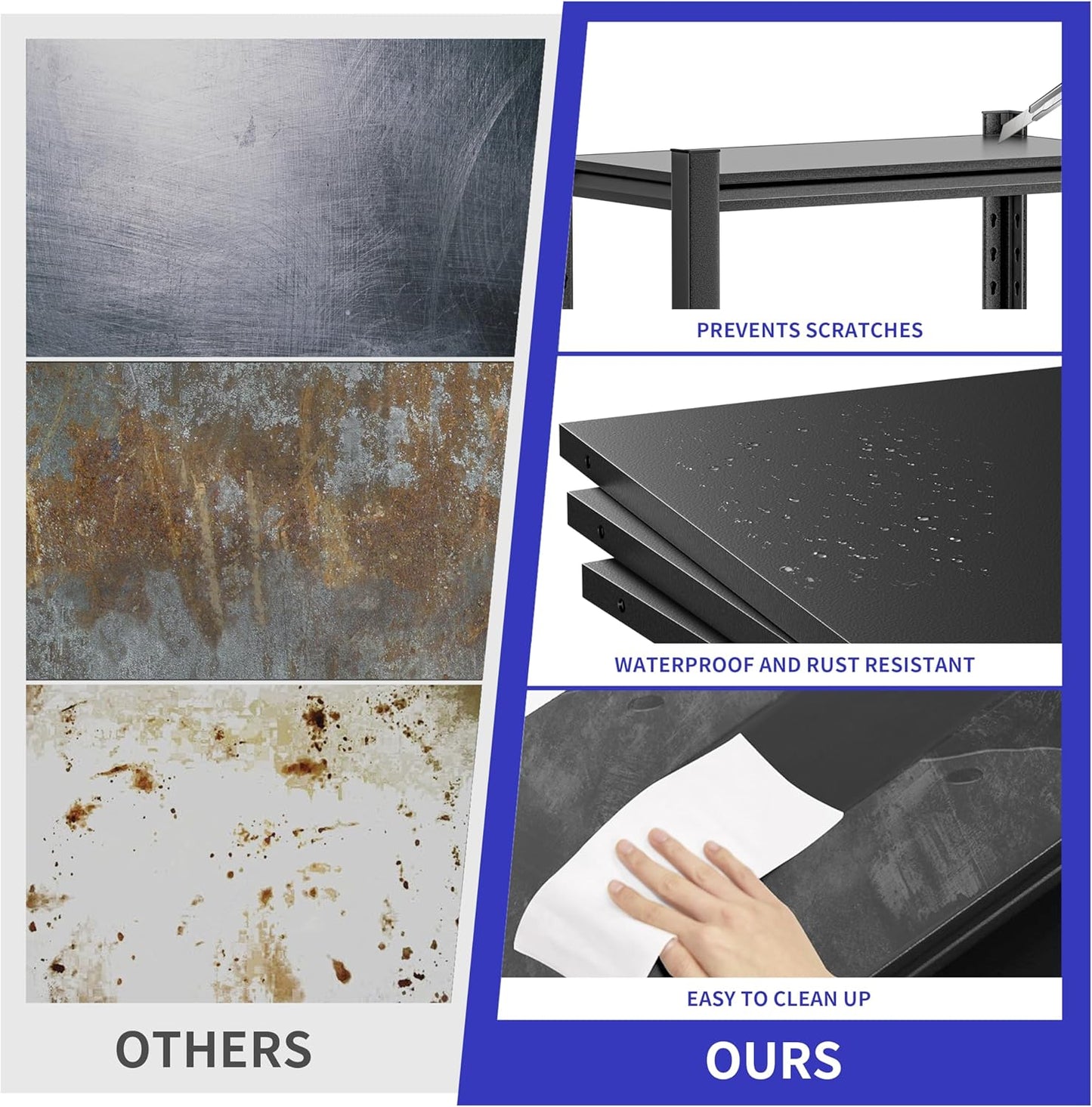 Garage Shelving,5 Tier 72"X47.2"X23.6"Inches,Storage Shelves Heavy Duty Thickened Metal Shelves Shelving Units and Storage,Garage Shelves Unit for Basement Metro