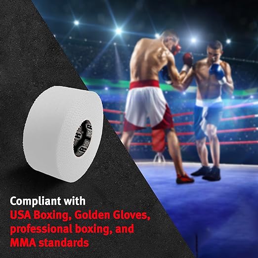 Ringside 1" Athletic Trainers Tape, Cotton Kinesiology Tape for Combat Sports, Adhesive, Athletic Tape for Men and Women, 1" x 30', White, 3 Pack