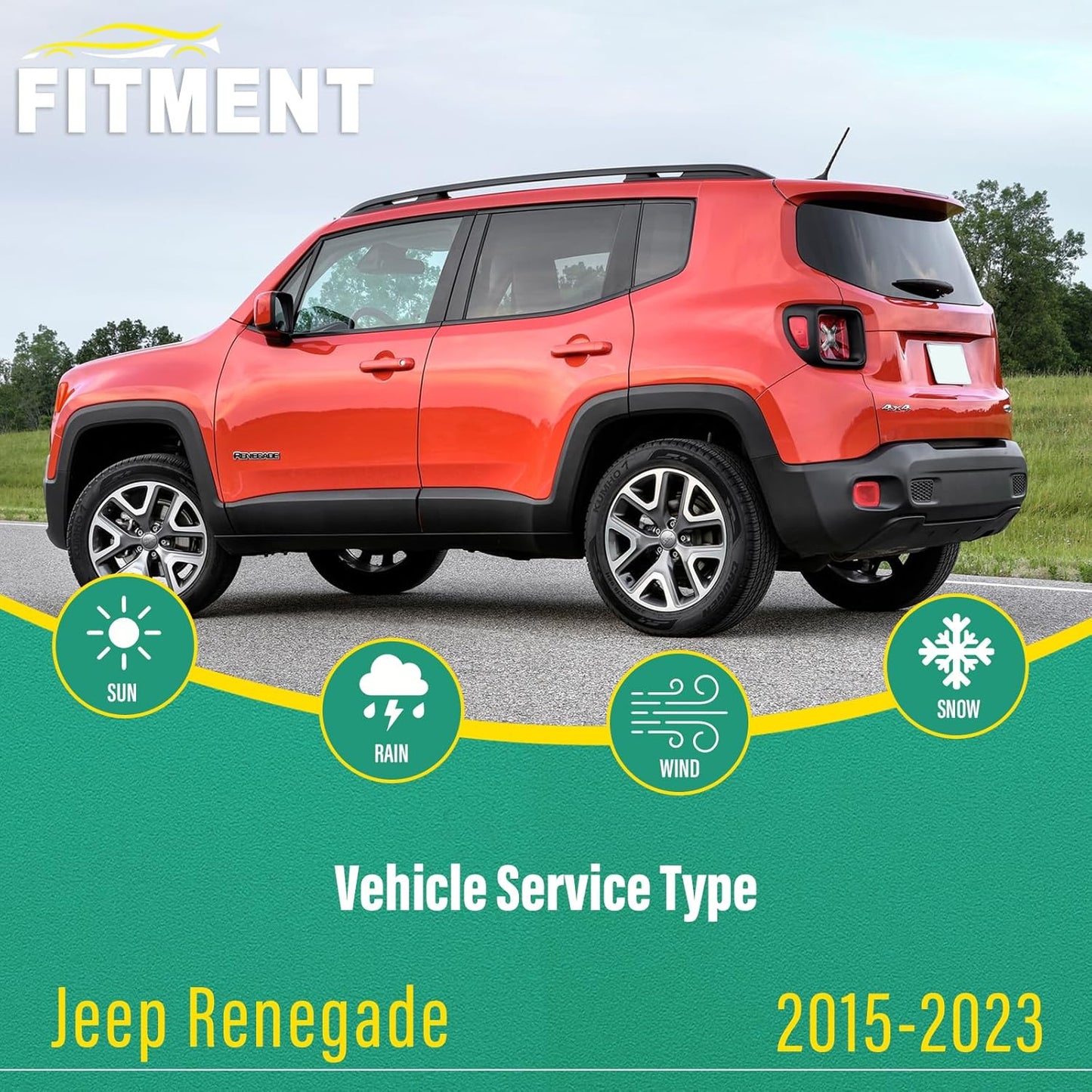 22" 20" 11" Windshield Wiper Blades Replacement for Jeep Renegade 2015 2016 2017 2018 2019 2020 2021 2022 2023 Premium All Weather Front Rear Wipers Set - OEM Quality (Pack of 3)