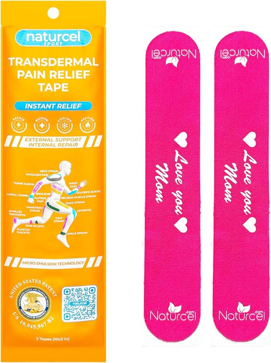 Sport Transdermal Pain Relief Tape, Kinesiology Tape, Sore Joints, Muscles, Back, Knee, Elbow, Shoulder Pain, 2 Elastic Strips(10x2 in), Water Resistant, Accelerated Recovery (Pink, 3 Pack)