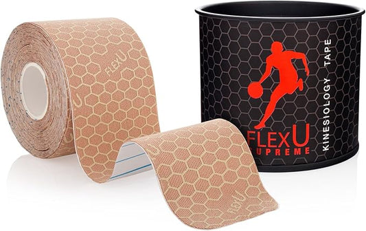 FlexU Kinesiology Tape; Available in Pre-Cut or Continuous Options; Advanced Strength and Flexibility for Enhanced Therapeutic Recovery; Provides Support, Stability, & Pain Relief to Muscles & Joints