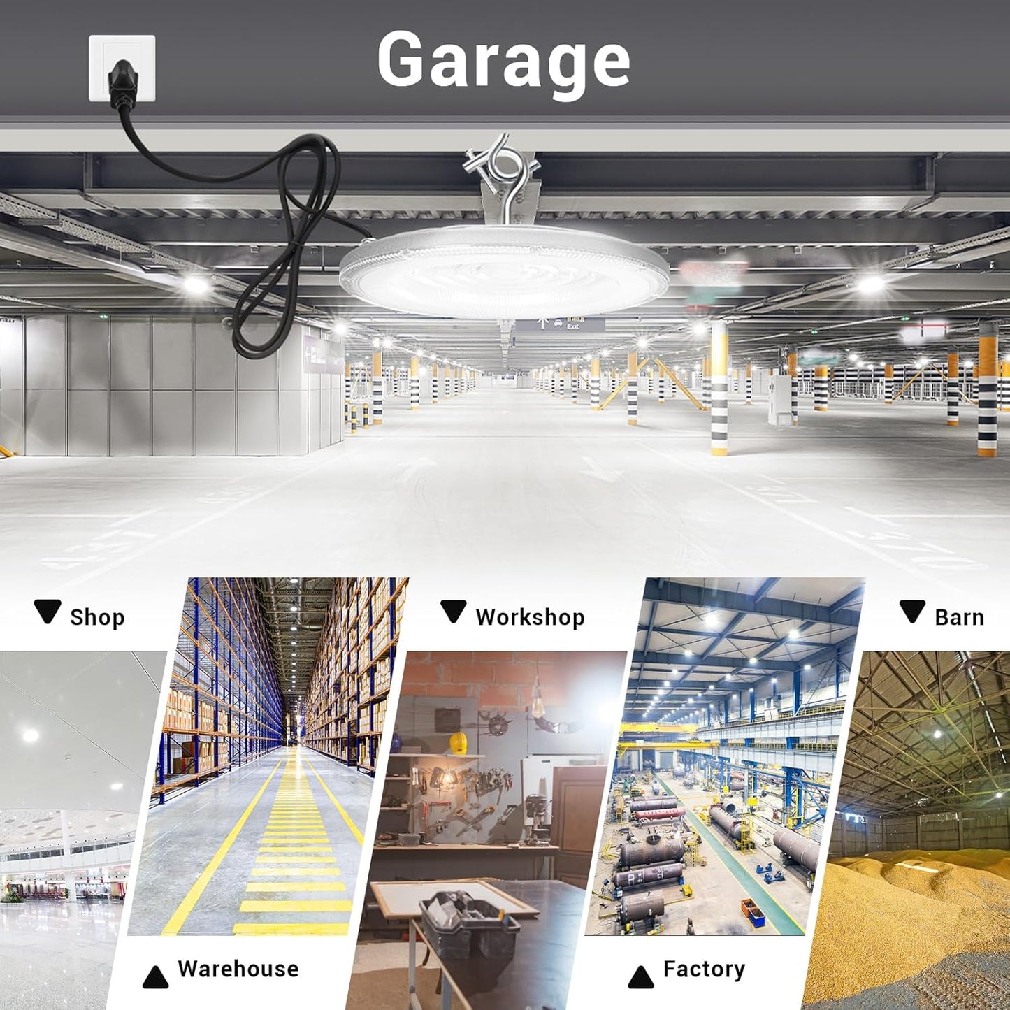 15 Pack 100W UFO Led High Bay Light,IP66 Waterproof,120VAC,15050LM 5000K Daylight Area Lighting,450W MH/HPS with Plug Commercial Bay Lighting for Warehouse/Shop/Workshop/Barn/Gym/Factory