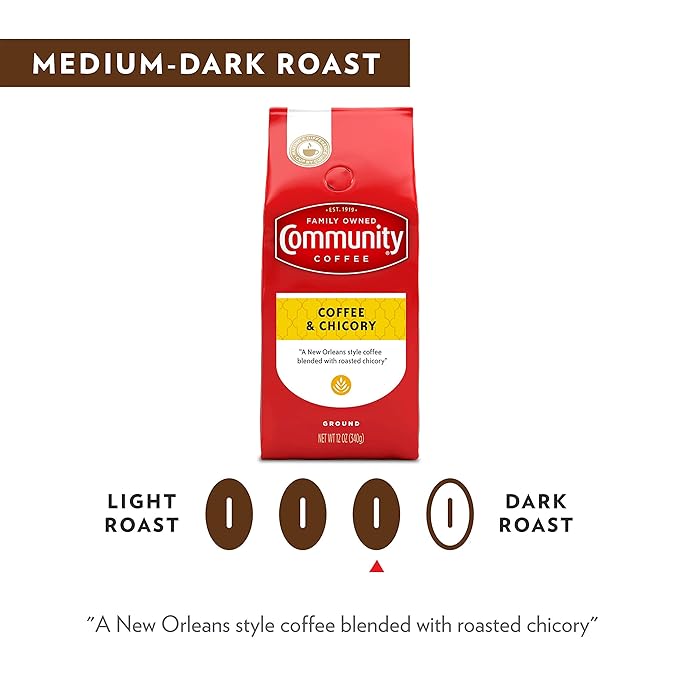 Community Coffee and Chicory Medium-Dark Roast Ground Coffee, 12 Oz (Pack of 2)