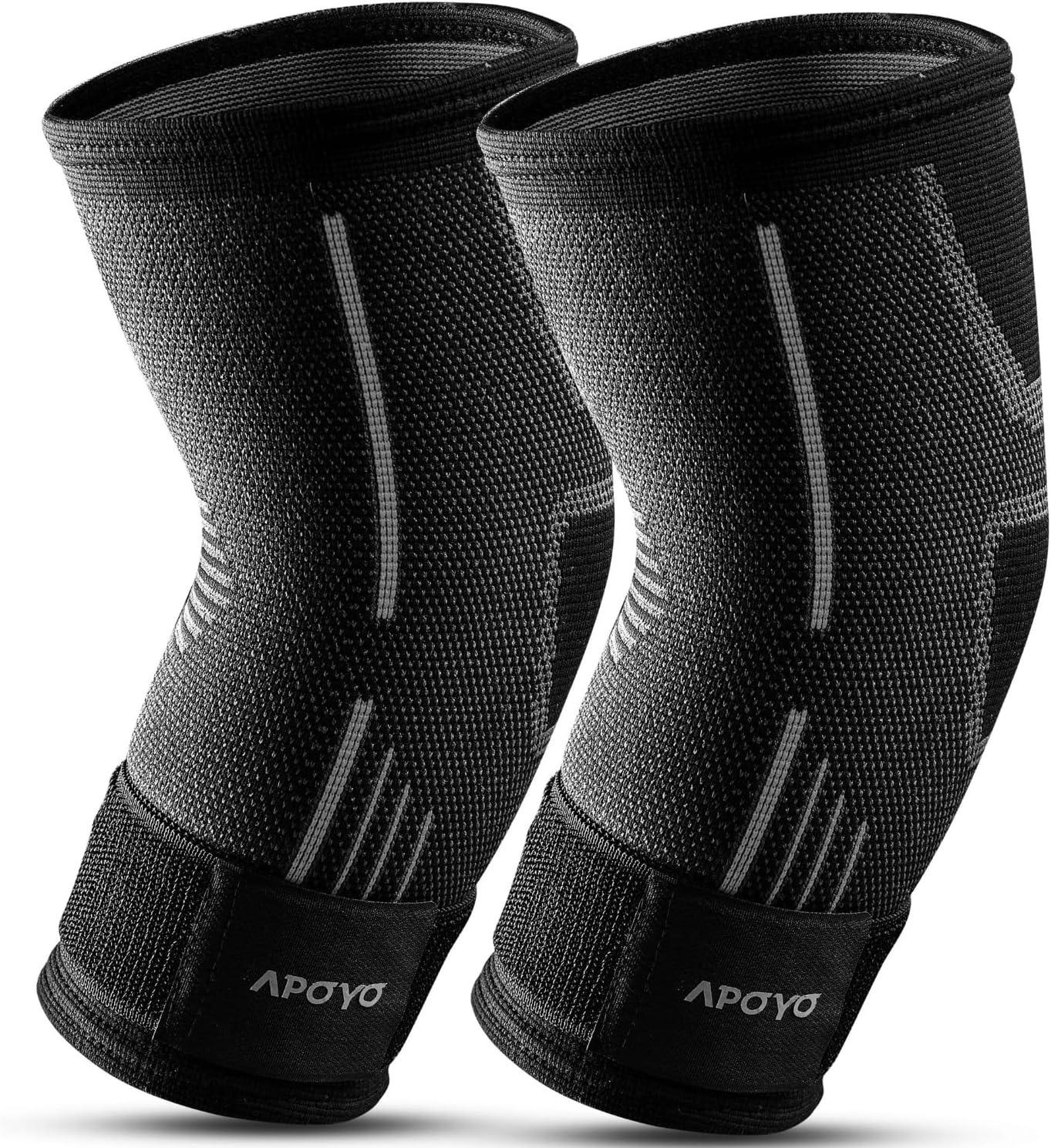 APOYO Elbow Brace for Tendonitis and Tennis Elbow, (Pair) Compression Sleeve for Arthritis, Workouts, Reduce Joint Pain During Fitness Activity (Small)