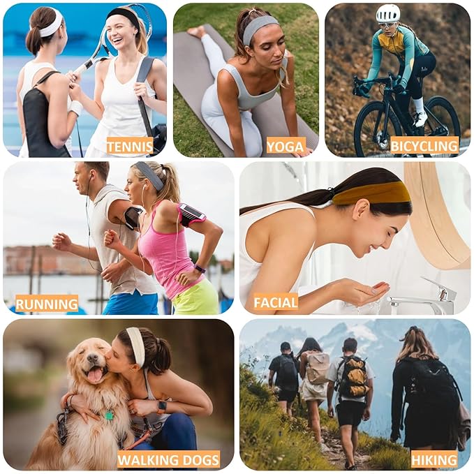 Tobeffect Headbands for Women Non Slip Trendy Womens Headbands 7PCS Elastic Hair Bands for Women's Hair Black Gray White Headbnd