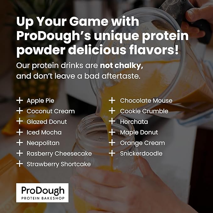 ProDough Gourmet Whey Isolate Hydrolized Protein Powder for Shake Mix- Easy Digest Enzyme Blend, 25g Protein per Serving, Natural Ingredients, Gluten Free, Keto Friendly (Snickerdoodle)