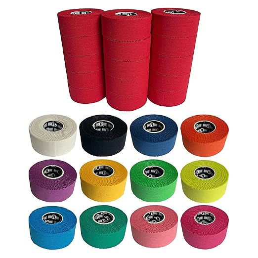 Ringside 1" Athletic Trainers Tape, Cotton Kinesiology Tape for Combat Sports, Adhesive, 30 Foot Rolls, Red, 15 Rolls