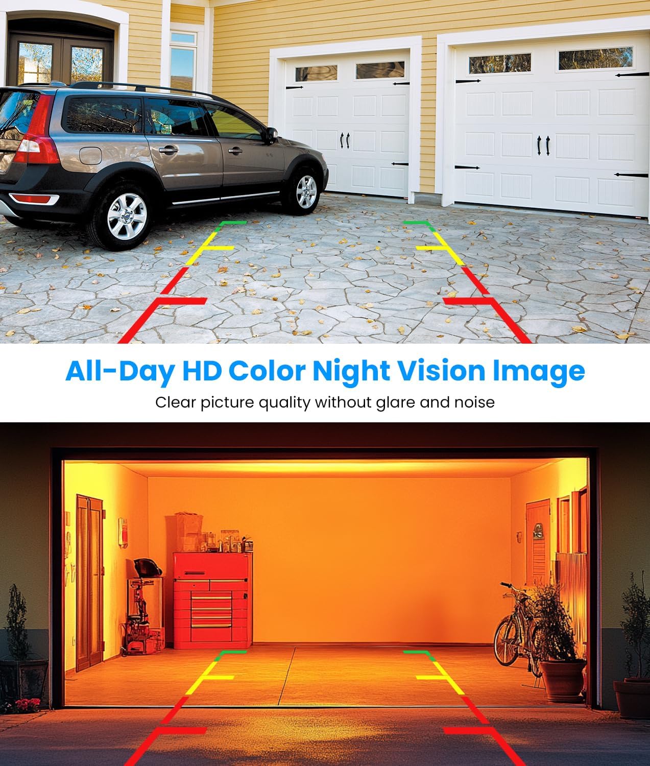 Wireless Backup Camera for Trucks: 5 Inch HD Monitor, Easy Install Stable Digital Signal Back Up Camera System, Dual Channel Color Night Vision Rear View Camera for Car Pickup SUV Van - AUTO-VOX W7Pro