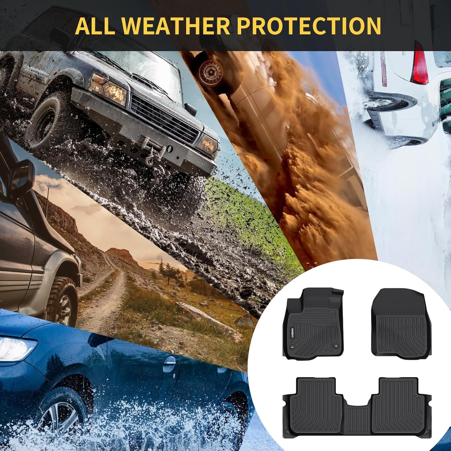 GINOWY-Floor Mats & Cargo Liner for Hyundai Tucson 2022-2024 2025 (Not for Hybrid) TPE All Weather 2023 Tucson Car Mats, Non-Slip Trunk Mat Waterproof Tucson Custom Fit Accessories Mats-Black