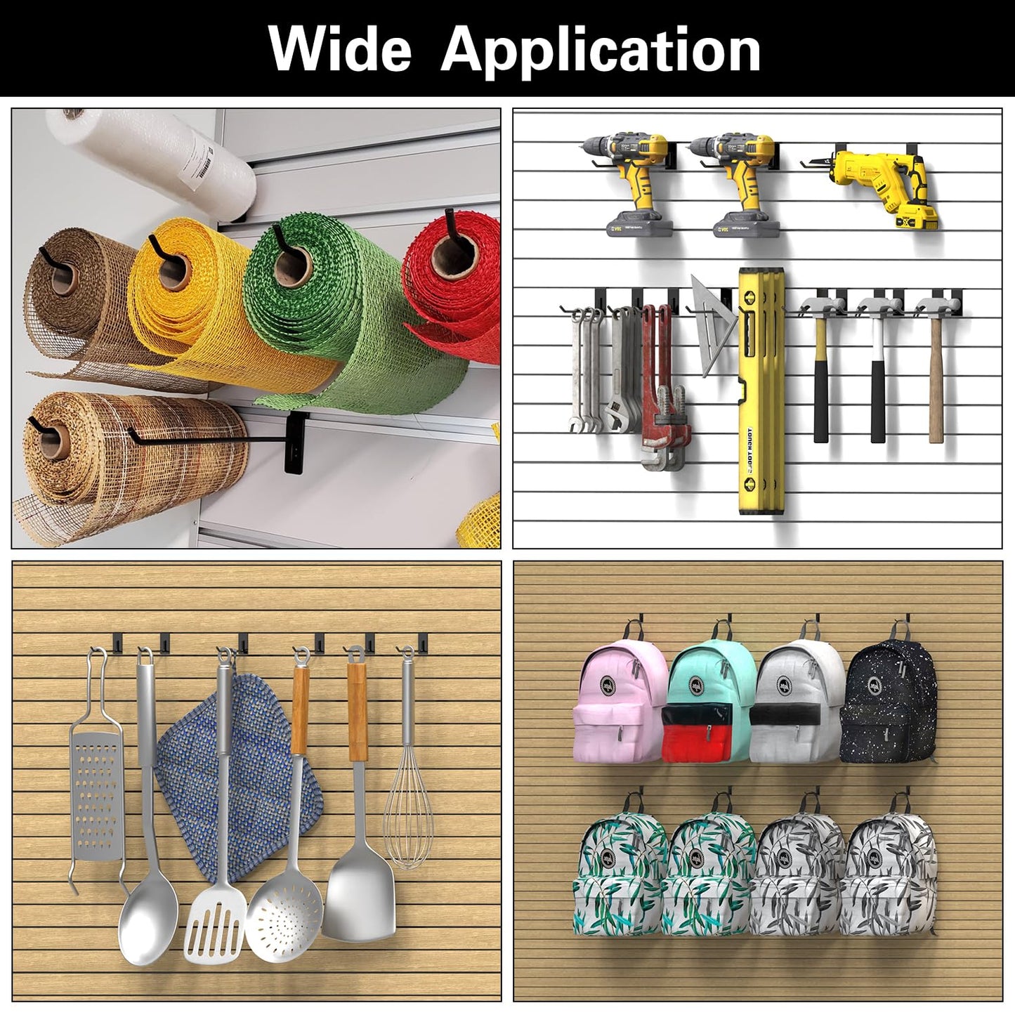 3-H Slatwall Accessories 30 Pack, 2/4/6 Inch Hooks & Hangers, Heavy Duty Slat Wall Hanging Hooks, Proslat Accessories for Shop Retail Display