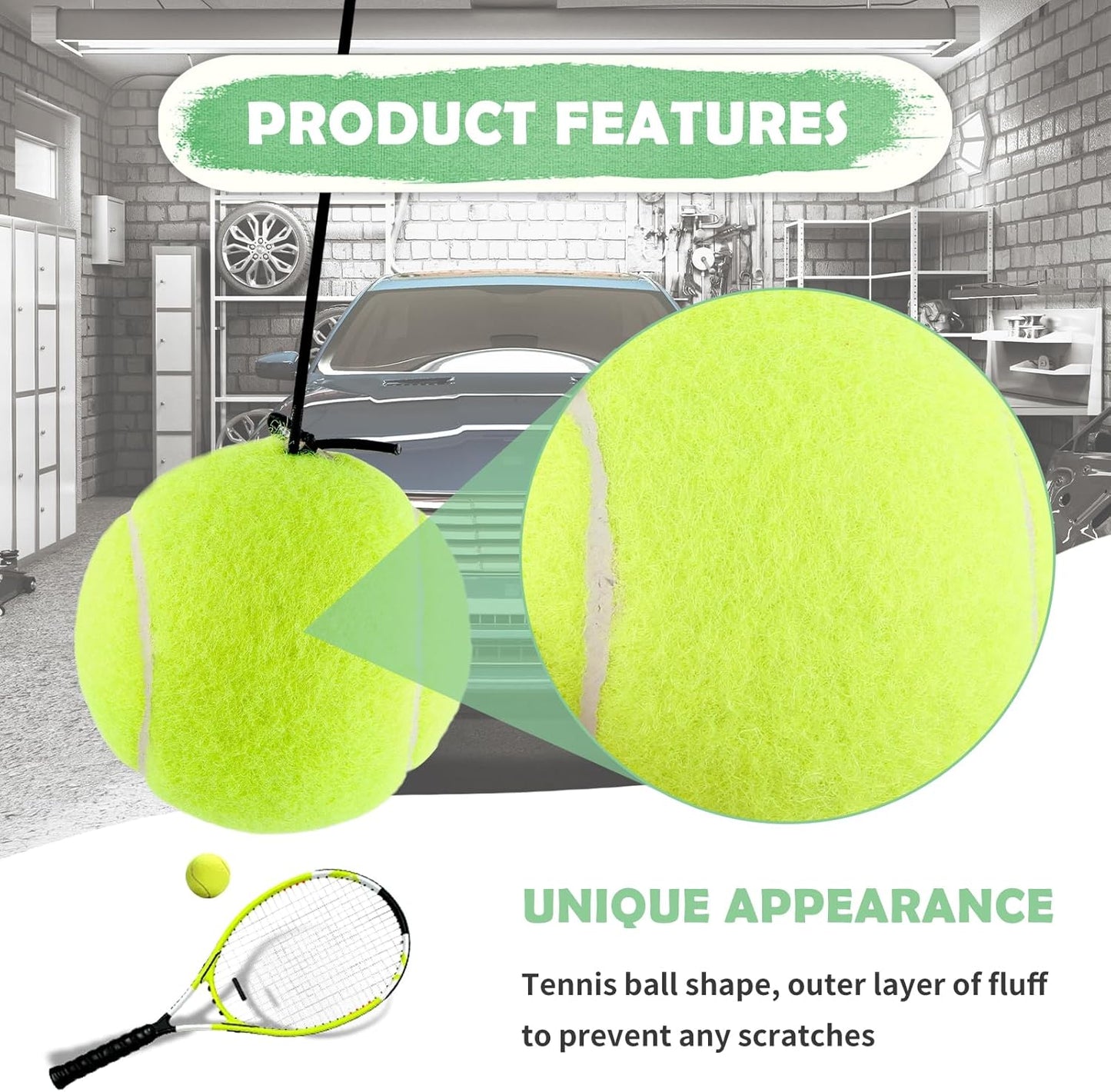 4PCS Tennis Garage Parking Aid with Lanyard,Height Adjustable Parking Stopper for Garage for Guided Parking,Garage Parking Sensor Avoid Crash and Scratch Car Accessories (4PCS)