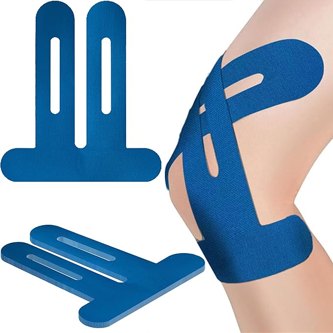 Precut Kinesiology Tape for Knees,12 Pcs – Elastic Knee Support & Stability, Pain Relief – Waterproof, Breathable, Hypoallergenic Athletic Tape (Blue)