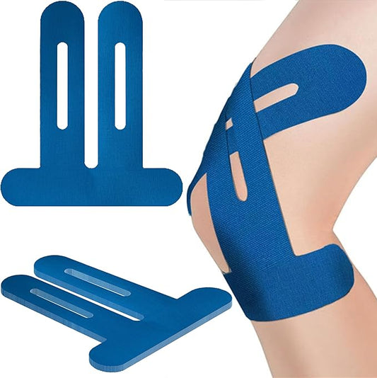 Precut Kinesiology Tape for Knees,12 Pcs – Elastic Knee Support & Stability, Pain Relief – Waterproof, Breathable, Hypoallergenic Athletic Tape (Blue)