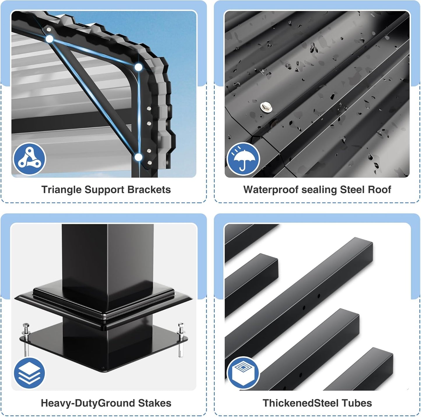 20x30 FT Metal Carport Canopy Heavy Duty with Reinforced Base and Galvanized Steel Roof & Frame, Garage Shelter for Cars, Boats and Trucks