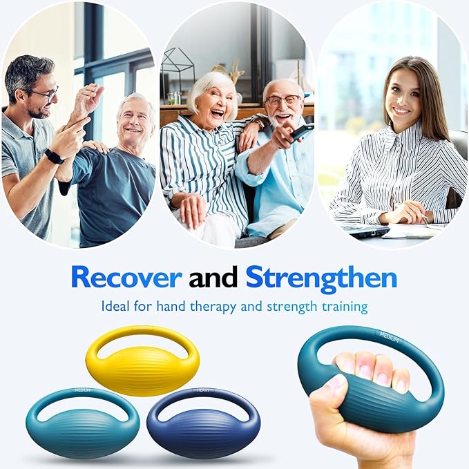 FitBeast Hand Exercise Balls - 3 Resistance Levels Stress Balls for Adults, Squeeze Balls for Hand Therapy, Rehabilitation, Arthritis, Muscle Building