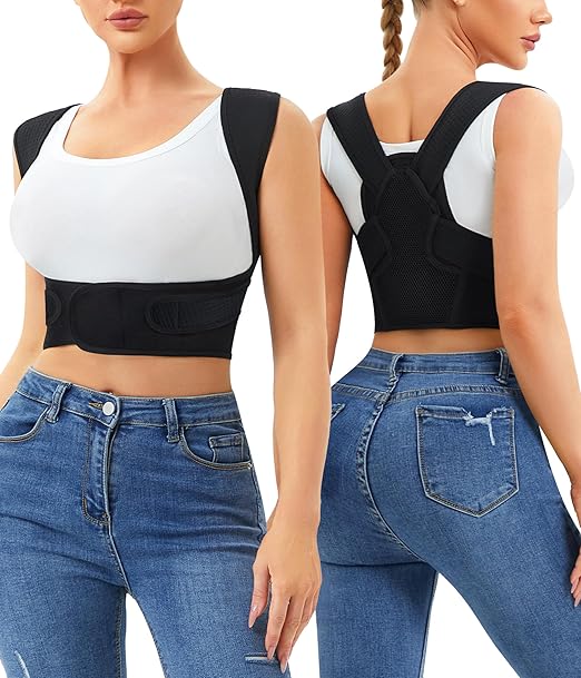 URSEXYLY Posture Corrector for Women and Men Adjustable Upper Back Brace Breathable Spine Support-Neck, Shoulder, Clavicle, Back Relief(XS/S,Black)