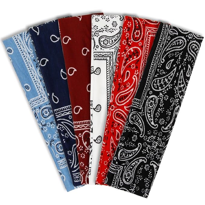 TERSE Paisely Headbands for Women Short Hair Bandana Headbands Non Slip Elastic Sweat Hairbands Soft Fabric Workout Yoga Running Sport Thin Hair Wrap for Girls