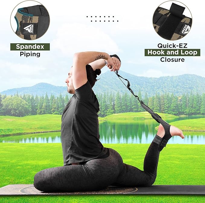 RDX Yoga Stretching Strap, Ankle Ligament Stretcher Belt with Loops Ligament Stretch Band, Fitness Leg Stretcher for Plantar Fasciitis, Foot Stretch Assist for Hamstring, Flexibility Exercise
