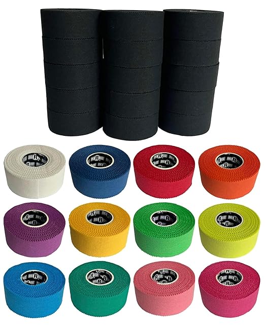 Ringside 1" Athletic Trainers Tape, Cotton Kinesiology Tape for Combat Sports, Adhesive, 30 Foot Rolls, Black, 15 Rolls