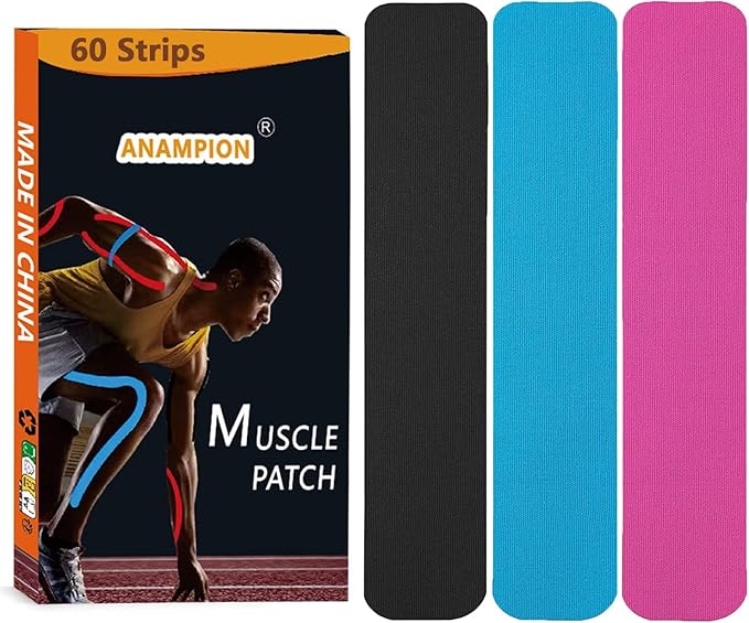 Kinesiology Tape Pro Athletic Sports Waterproof Breathable Athletic Elastic Kneepad Muscles & Joints Pain Relief Knee Taping for Gym Fitness Running Tennis Swimming Football (Mix, 60 Strips)