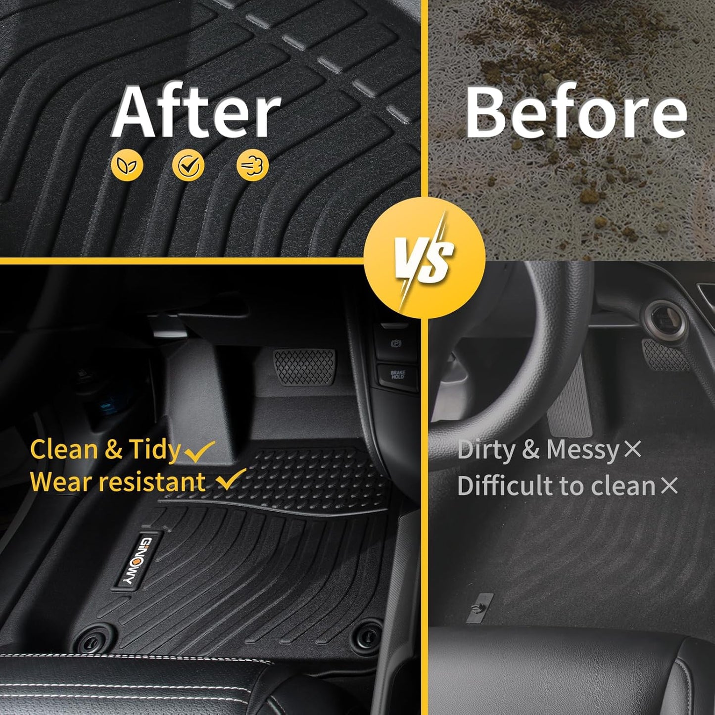 GINOWY-Floor Mats & Cargo Liner for Genesis GV80 2021-2025 (Only 5 Seats, Not for Coupe), All Weather Car Floor Mats Cargo Liner TPE Rubber Trunk Mat Trunk Liner, GV80 Accessories Mats