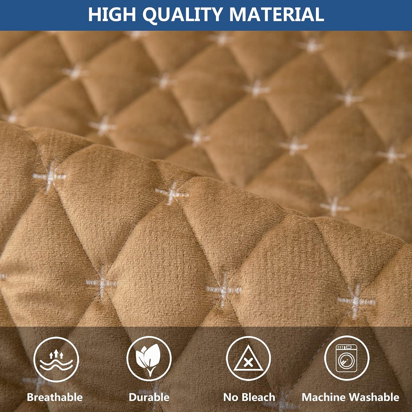 Eismodra Armrest Covers,Couch Cover,Sofa Cover,Backrest Covers,Anti-Slip Armchair Slipcovers for Dogs Cats Pet Loveseat Recliner Leather L Shaped,Coffee 28 x 28 Inches (Only 1 Piece)