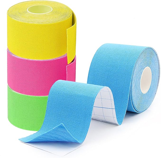 4 Pack Kinesiology Tape, Athletic Tape Supports Protects Muscles, Knees, Shoulders & Plantar Fasciitis, Waterproof & Hypoallergenic Kinesiology Tape (Mixed Color)