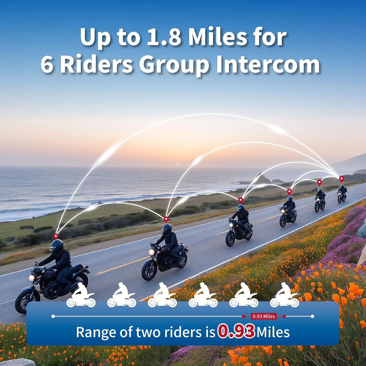 BK-S2 Motorcycle Bluetooth Intercom Headset - Helmet Communication System, Waterproof Speaker, Voice Comm Earbuds, Helmet Headphone, Noise Cancellation (Single Carbon)