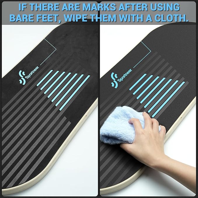 Sportneer Balance Board 7 Modes Wobble Board with Adjustable Stoppers Exercise Balancing Stability Trainer for Improve Balance, Surf Trainer & Physical Therapy - Roller and 2.8'' Ball Included