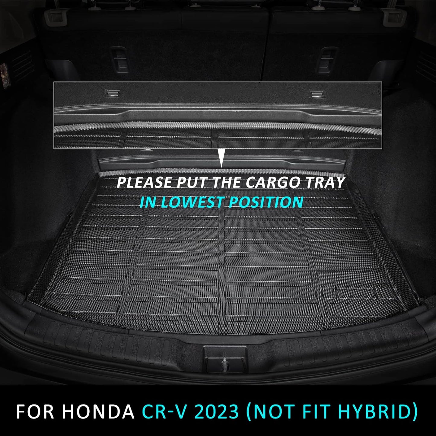 ANBINGO® Cargo Liner Custom for 2023 2024 2025 2026 CR-V (Not Fit for CRV Hybrid) Car Floor Mat (Trunk Mat) Black CRV Accessories, Cargo Tray in Lowest Position